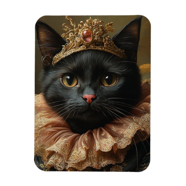 A Royal Black Cat Magnet (Vertical)