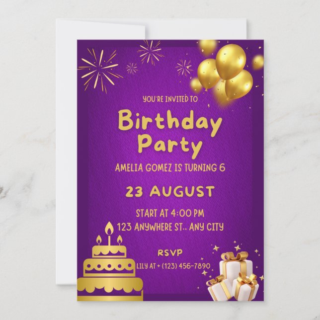"A Royal Celebration: Join Us for a Violet-Themed  Invitation (Front)