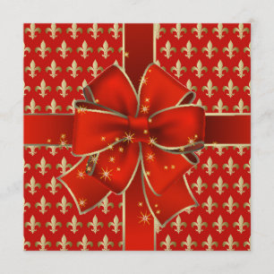 A Royally Elegant Red Bow Fleur de Lis Invitation