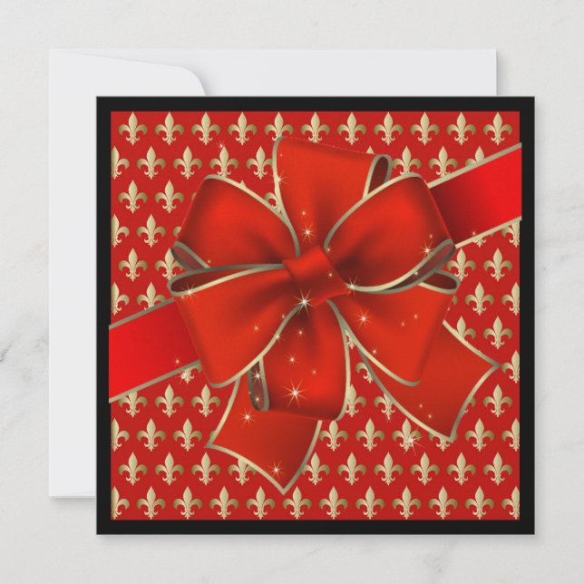 A Royally Elegant Red Bow Invitation (Front)