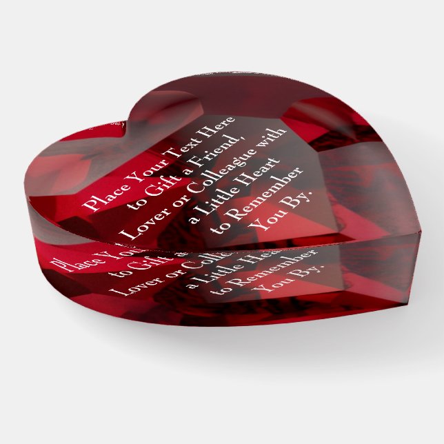 A Ruby Red  Heart - "Personalized" Keepsake Paperweight (Angled)
