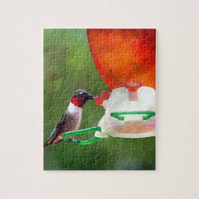 A Ruby Throated Hummingbird Jigsaw Puzzle (Vertical)