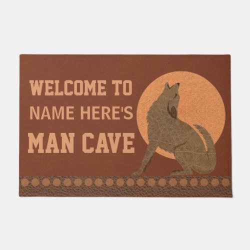 A Rustic Coyote Southwest Faux Leather Man Cave Doormat