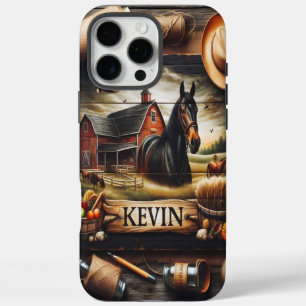 A Rustic Farm Scene With A Horse, A Red Barn, And iPhone 16 Pro Max Case