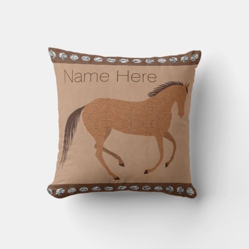 A Rustic Horse Faux Leather Decor Reversible Name Throw Pillow