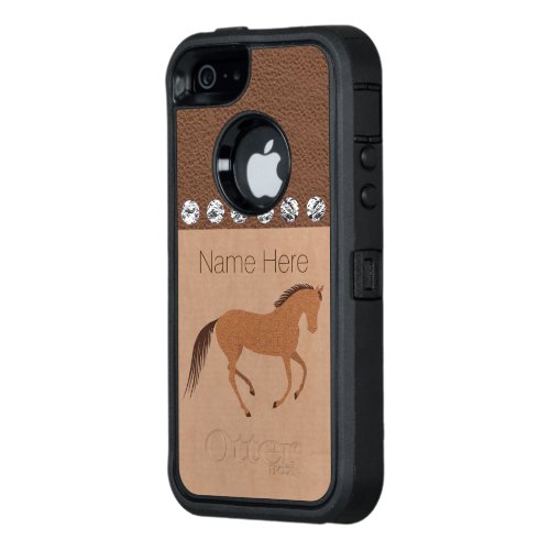 A Rustic Horse Faux Leather iphoneSE Graphic Pony OtterBox Defender iPhone Case