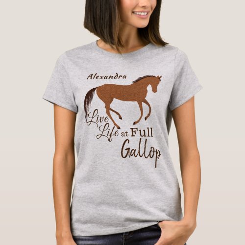 A Rustic Horse Faux Leather Live Life Full Gallop T_Shirt