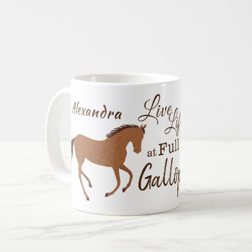 A Rustic Horse Faux Leather Live Life Motivational Coffee Mug
