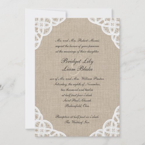 A Rustic Lace &amp; Burlap Wedding Invitation