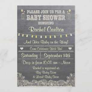 A Rustic Mason Jar Baby Shower Invitation
