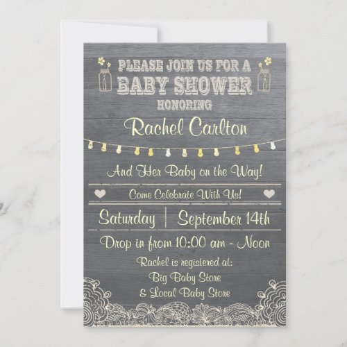 A Rustic Mason Jar Baby Shower Invitation