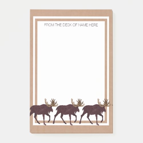 A Rustic Moose Faux Leather_Look Home Office Post_it Notes