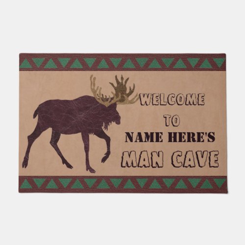 A Rustic Moose Faux Leather_Look Man Cave Doormat
