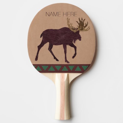 A Rustic Moose Faux Leather_Look Man Cave Games Ping_Pong Paddle