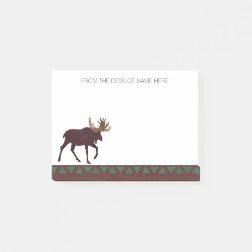 A Rustic Moose Faux Leather_Look Personalized Post_it Notes