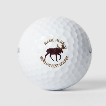 A Rustic Moose Leather-look Worlds Best Golfer Golf Balls by TheArtOfVikki at Zazzle