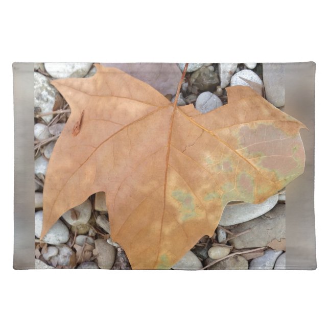 a rusty leaf on pebbles cloth placemat (Front)