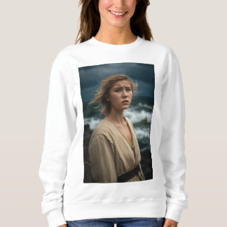 A sad girl standing  sweatshirt