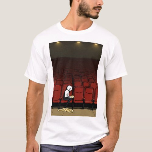 A sad stickman sitting alone in a cinema T_Shirt