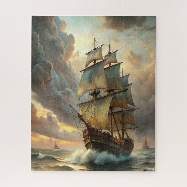 A sailing ship in the ocean jigsaw puzzle (Vertical)