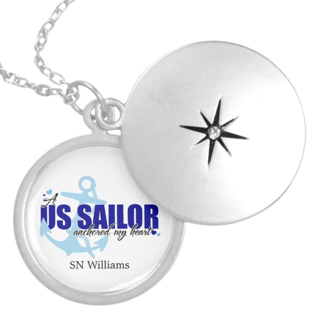 A Sailor Anchored My Heart Silver Plated Necklace (Front)