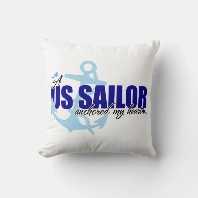 A Sailor Anchored My Heart Throw Pillow (Front)