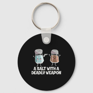A Salt With A Deadly Wean Funny Food Pun Gun Kawai Keychain