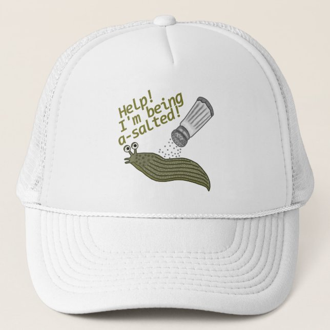 A Salted Slug Pun Trucker Hat (Front)