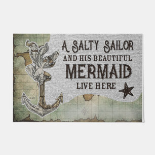 A Salty Sailor and His Beautiful Mermaid Live Here Doormat