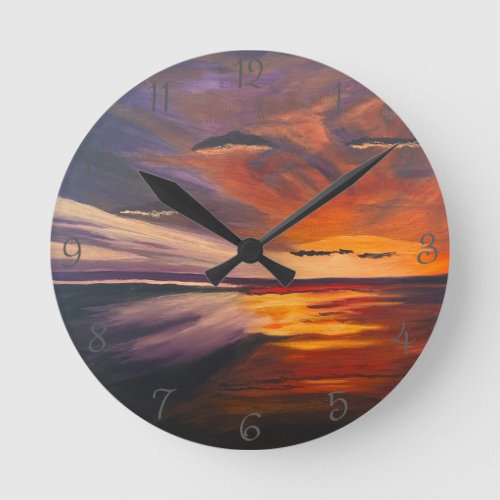 A San Diego Sunset Original by Gary Poling Round Clock