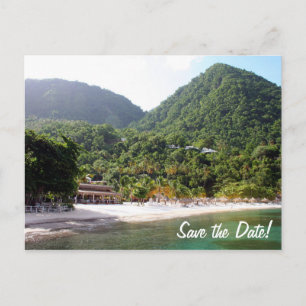 A sandy beach on the island of Saint Lucia Announcement Postcard