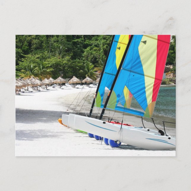 A sandy beach on the island of Saint Lucia Postcard (Front)