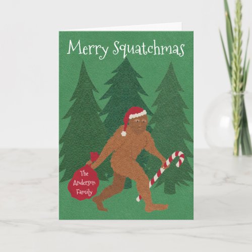 A Santa Squatch Christmas Add Your Name Funny Holiday Card