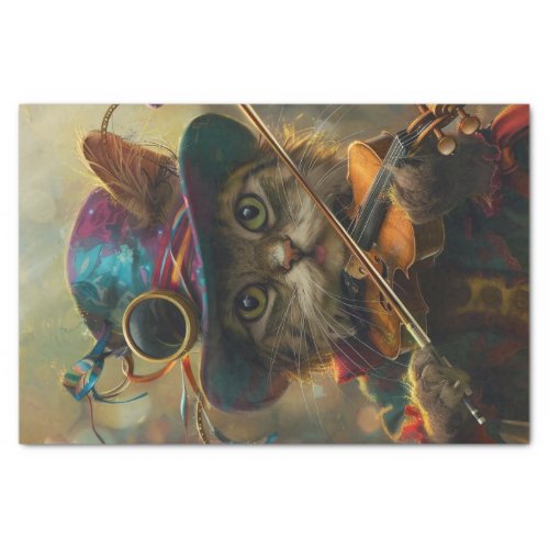 A Sassy Cat Playing a Violin Tissue Paper