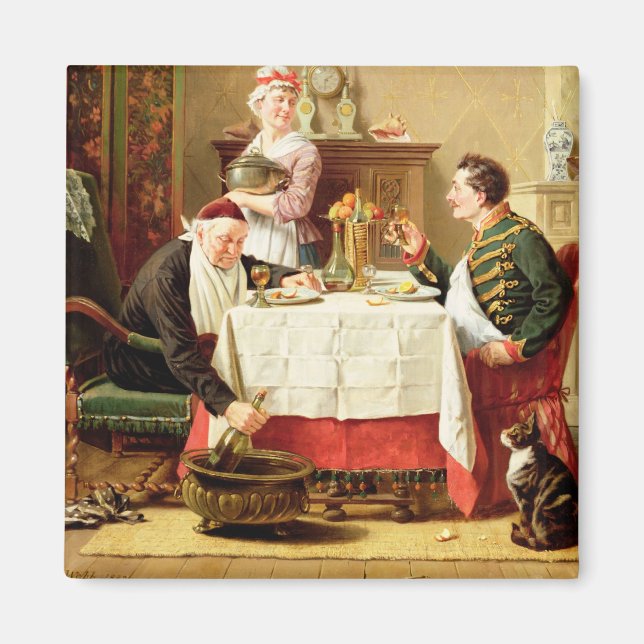 A Satisfying Meal, 1883 (oil on  canvas) Magnet (Front)
