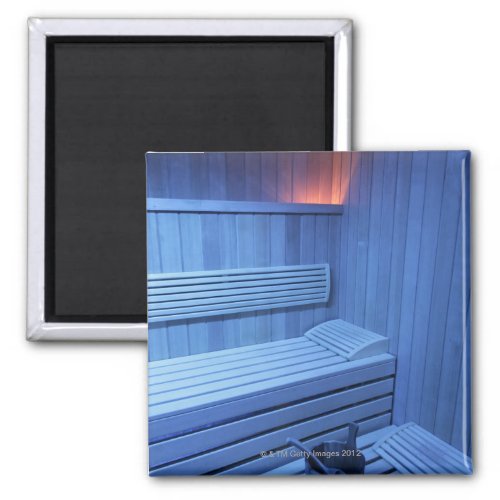 A sauna in blue light Sweden Magnet