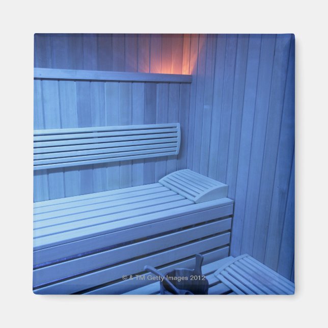 A sauna in blue light, Sweden. Magnet (Front)