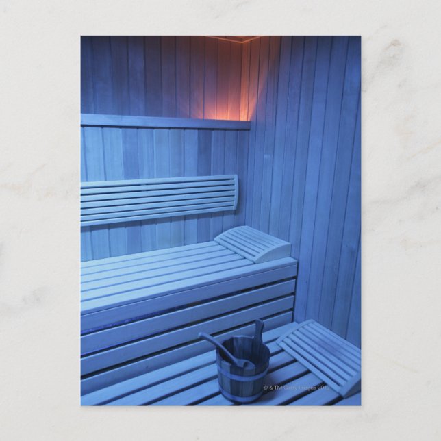 A sauna in blue light, Sweden. Postcard (Front)