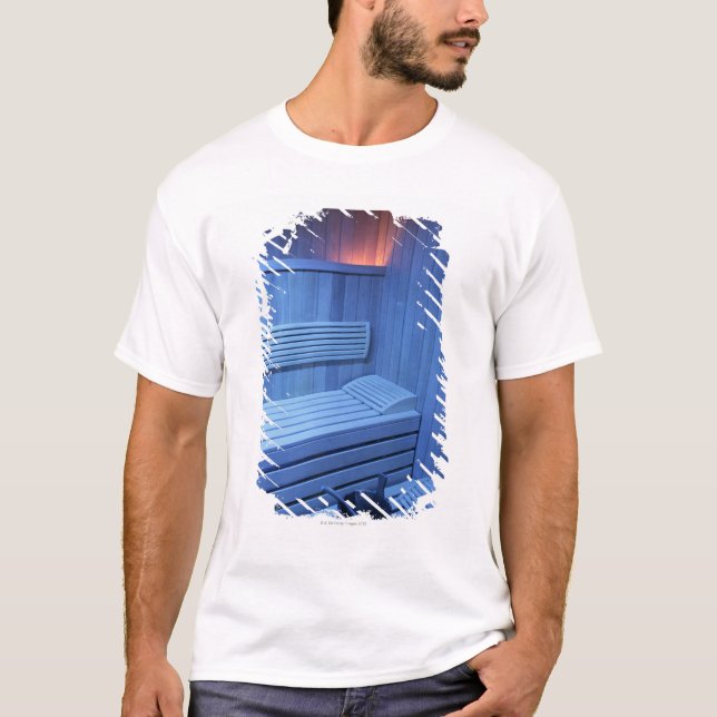 A sauna in blue light, Sweden. T-Shirt (Front)
