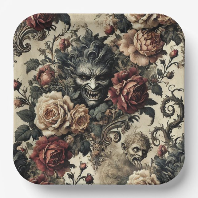 A Savage Sanctum – Gothic Victorian Design  Paper Plates (Front)