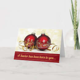 A Savior Has Been Born Christmas Ornament Nativity Holiday Card