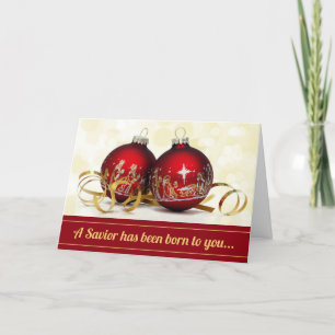 A Savior Has Been Born Christmas Ornament Nativity Holiday Card