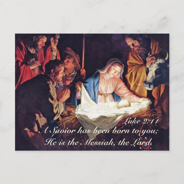 A Savior has been Born Luke 2:11Christmas Nativity Holiday Postcard (Front)