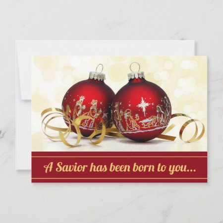 A Savior Has Been Born Nativity Christmas Ornament Holiday Card