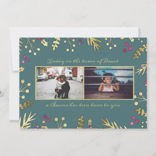 A Savior Has Been Born Photo Religious Christmas Holiday Card