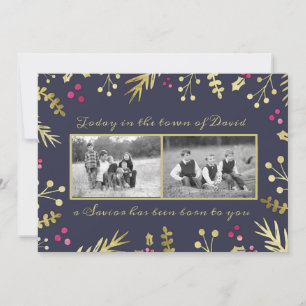 A Savior Has Been Born Religious Christmas Photo Holiday Card