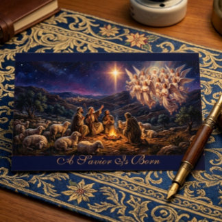 A Savior Is Born Christmas Greeting Card