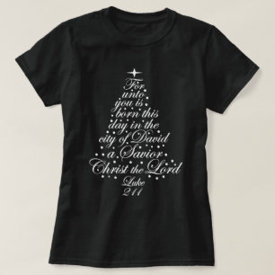 A Savior is Born Luke 2-11 Christmas Tree Shirts