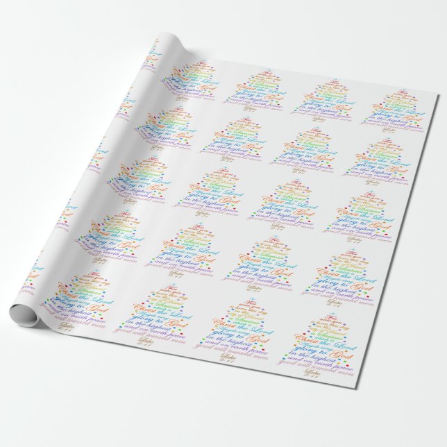 A Savior is Born Luke 2-11 Christmas Tree wrapping Paper (Unrolled)