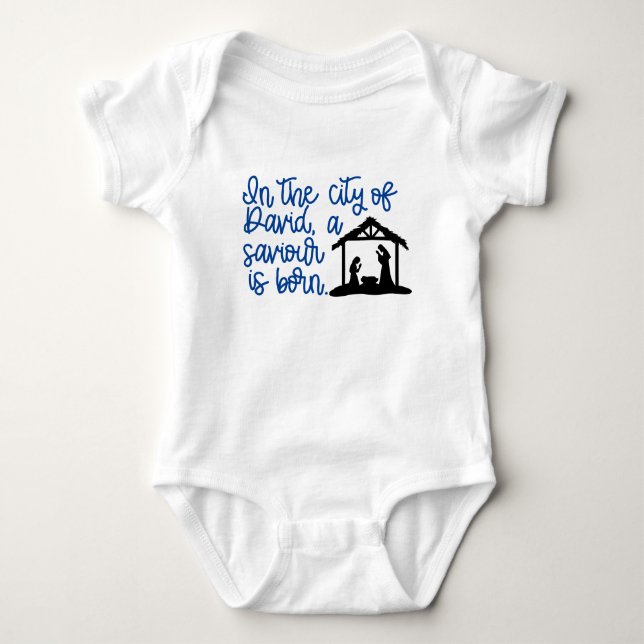 A Savior Is Born Nativity Baby Bodysuit (Front)